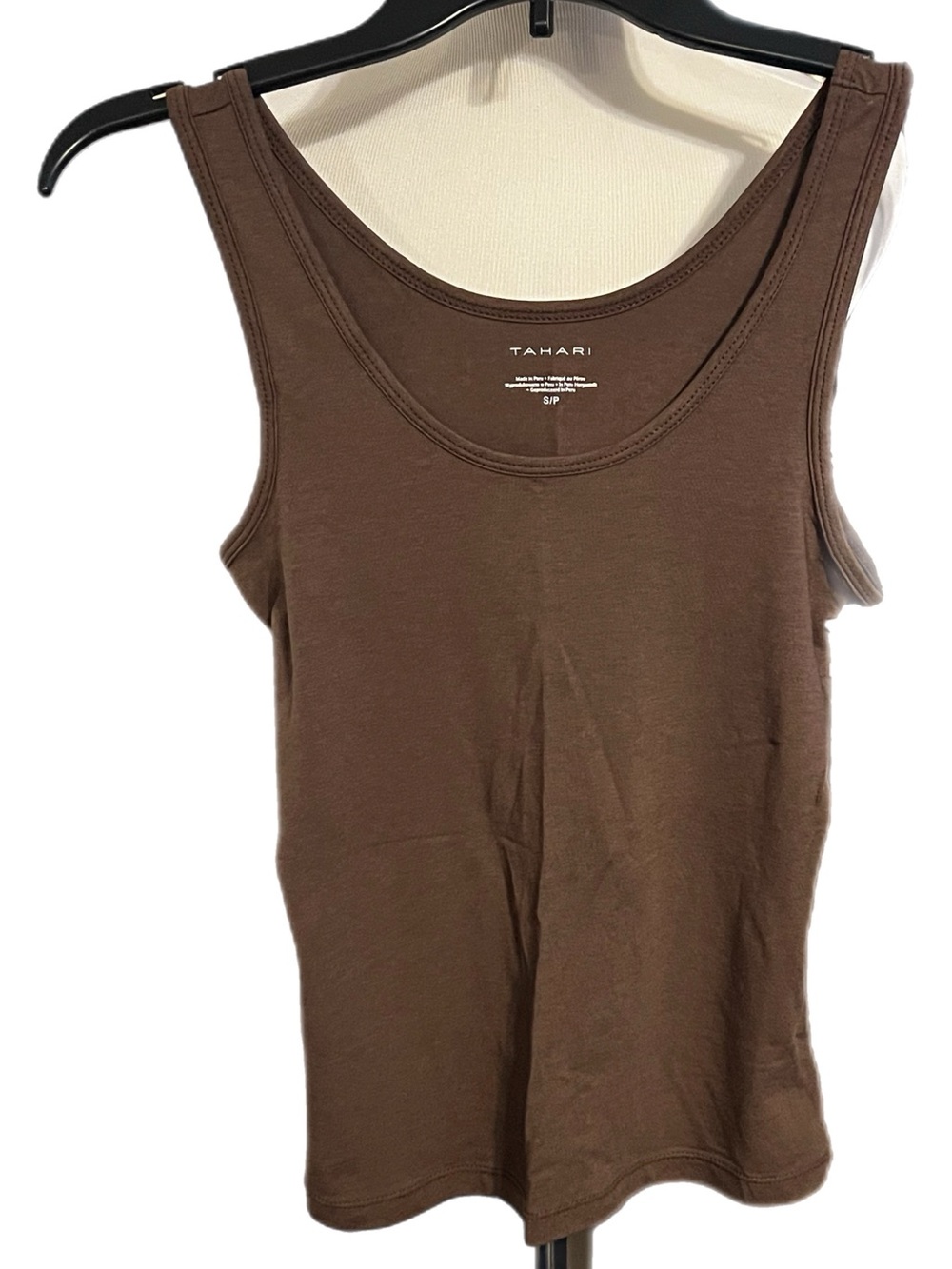 Tahari Chocolate Brown Scoop Neck Tank